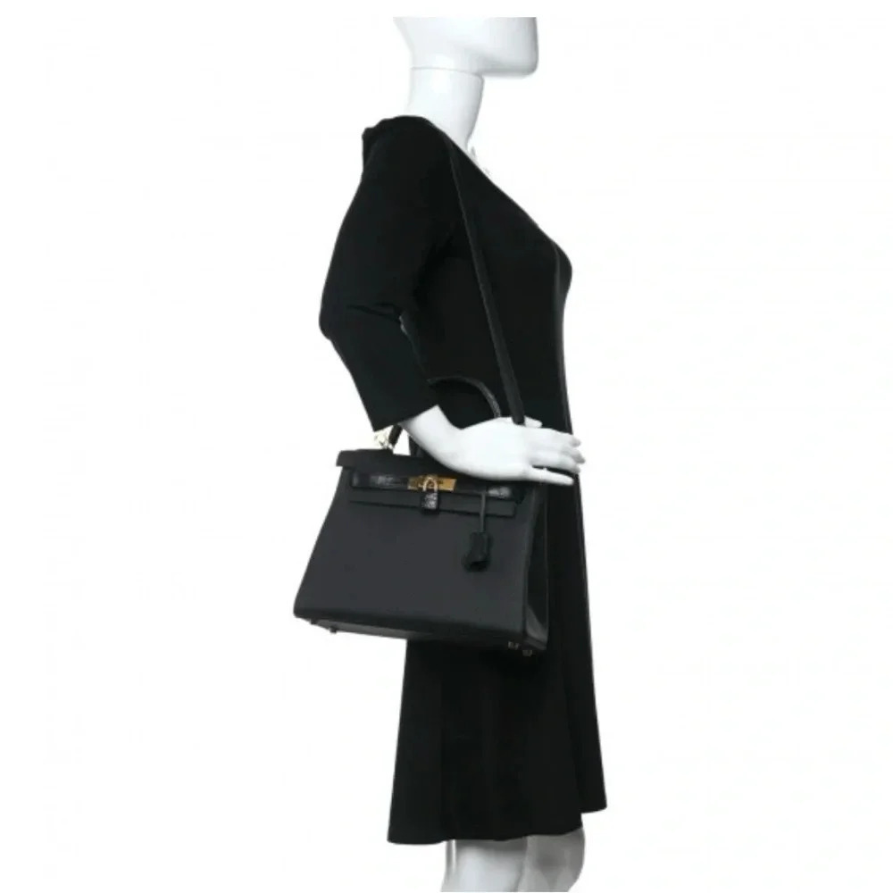Hermes Togo matte porous crocodile Kelly retourne touch black 28.Full set - Picture 4 of 15